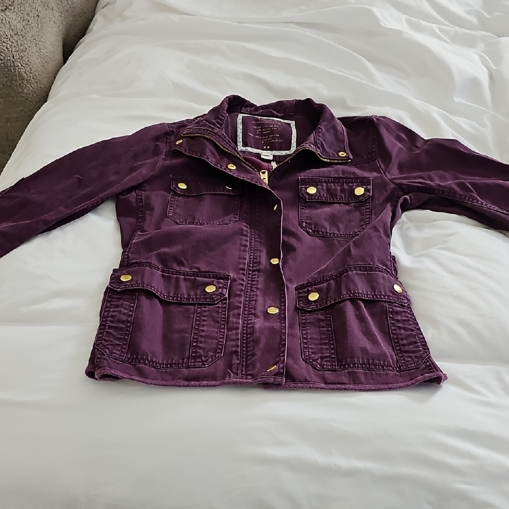 Purple Jean Jacket with Tailored Style and Belt